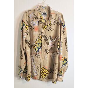 Vintage Southpole Long Sleeve Button Up Shirt All Over Hip Hop Graffiti Size XXL
